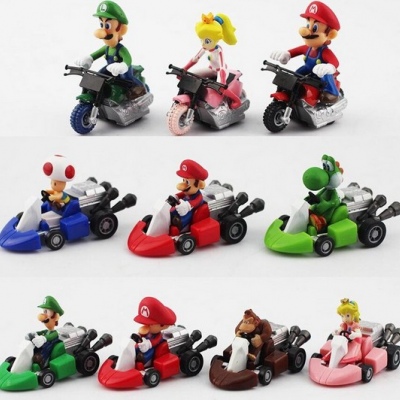 Figuras de acción de Super Mario Bros, 10 unidades por lote, Kart, Mario, Luigi, Yoshi, seta de Sapo, princesa Peach, Donkey Kong