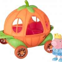 Peppa Pig Juego de Carro de vehículos pequeños – Incluye un Carro de Calabaza y Figura de Juguete de Princesa Peppa