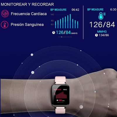 Reloj Inteligente Deportivo con Pantalla Táctil, Pulsera Inteligente Impermeable con Modo Deportivo Profesional, Monitor de Presión Sanguínea, Oxígeno Sanguínea, Frecuencia Cardíaca y Caloria 