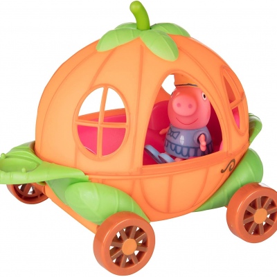 Peppa Pig Juego de Carro de vehículos pequeños – Incluye un Carro de Calabaza y Figura de Juguete de Princesa Peppa