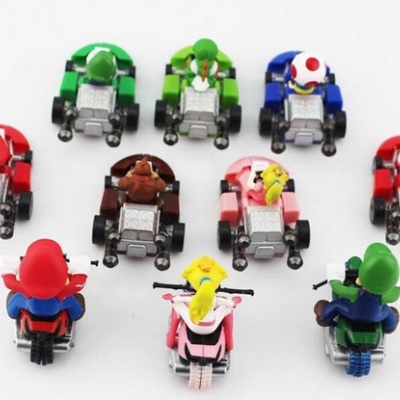 Figuras de acción de Super Mario Bros, 10 unidades por lote, Kart, Mario, Luigi, Yoshi, seta de Sapo, princesa Peach, Donkey Kong