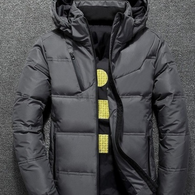 Chamarra informal de otoño con cuello levantado, sombrero grueso Puffer, Parka de pato blanco, chaqueta de plumón con capucha