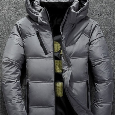Chamarra informal de otoño con cuello levantado, sombrero grueso Puffer, Parka de pato blanco, chaqueta de plumón con capucha