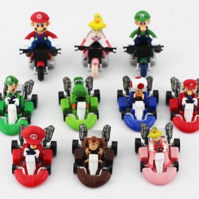 Figuras de acción de Super Mario Bros, 10 unidades por lote, Kart, Mario, Luigi, Yoshi, seta de Sapo, princesa Peach, Donkey Kong