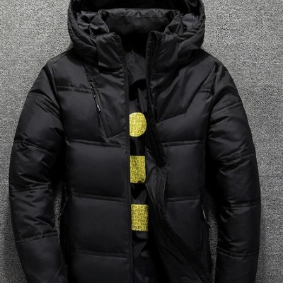 Chamarra informal de otoño con cuello levantado, sombrero grueso Puffer, Parka de pato blanco, chaqueta de plumón con capucha